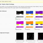 The theme options page, allowing you to change styles at the click of a button.