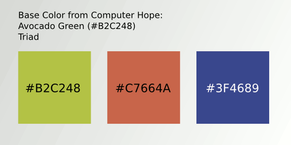 Color Scheme 5- #B2C248; #C7664A; #3F4689