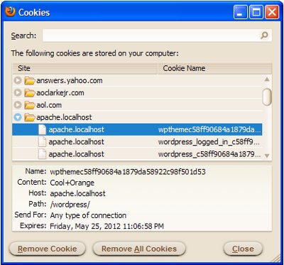 Remove cookie in Firefox