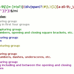 CSS regular expression capture groups with color coding