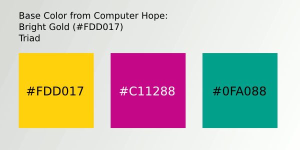 Color Scheme 3- #FDD017; #C11288; #0FA088