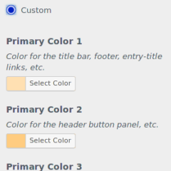 WordPress Customizer controls shown
