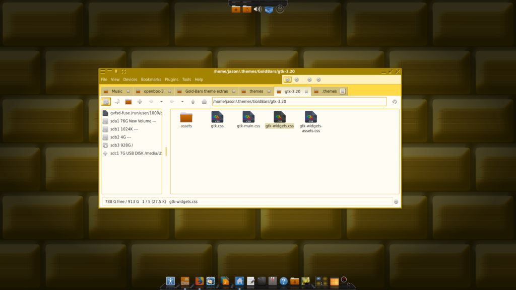 A look at SpaceFM file manager with GoldBars GTK3/Compiz/Metacity.
