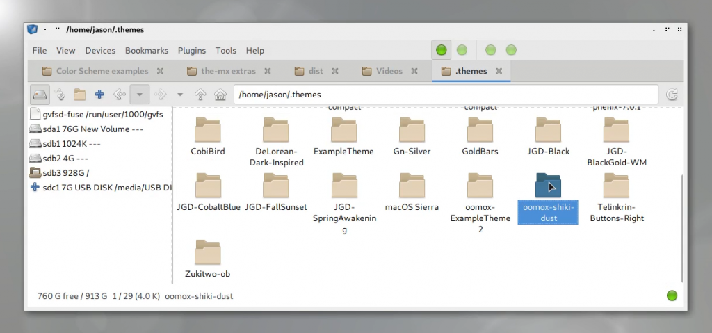 Oomox theme folder in file manager