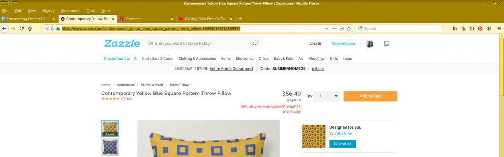 Highlighted Zazzle product URL