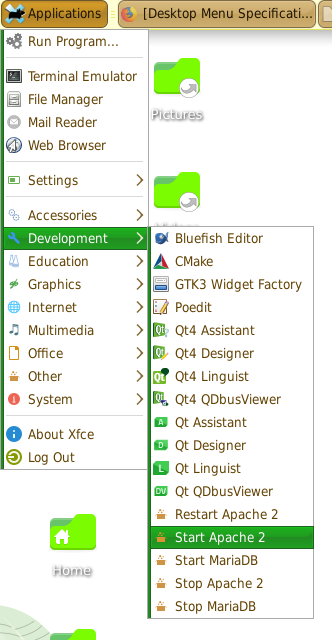 XFCE menu entries