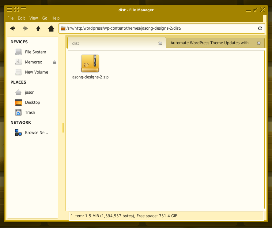 Theme dist folder with zip file