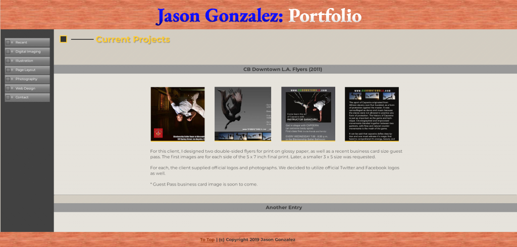 Portfolio design mockup