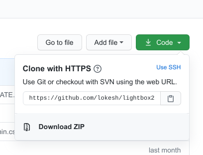 Downloading Lightbox from GitHub