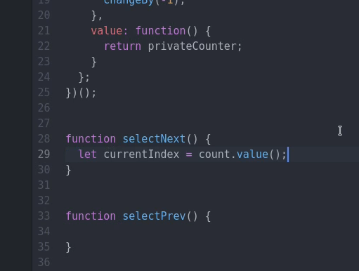 Assigning current index to count function's return value