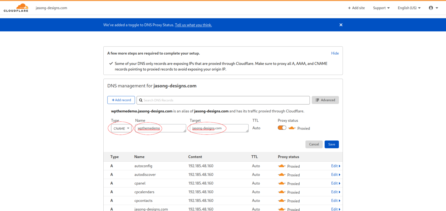 add subdomain dns cloudflare