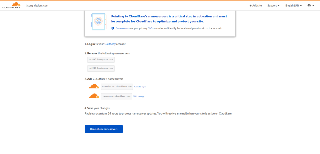 Cloudflare nameservers