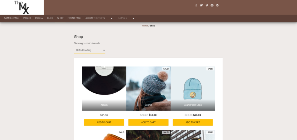 Customized WooCommerce Shop page styled by The M.X.