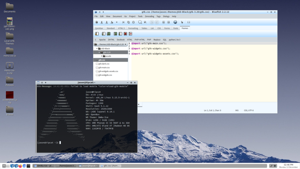 OmNu-Ice with a customized Urxvt terminal