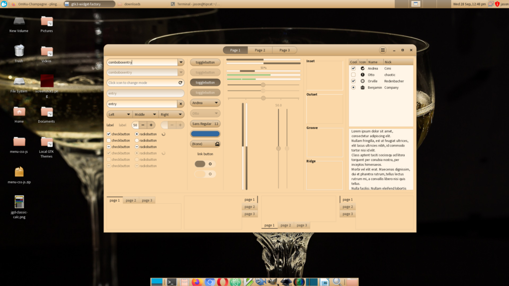 OmNu-Champagne GTK theme in XFCE 4.