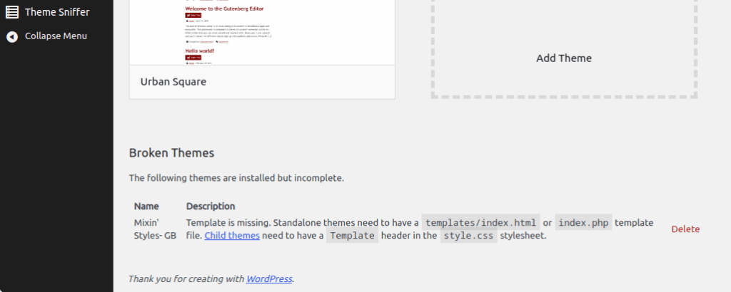 Mixin' Styles- GB broken theme message