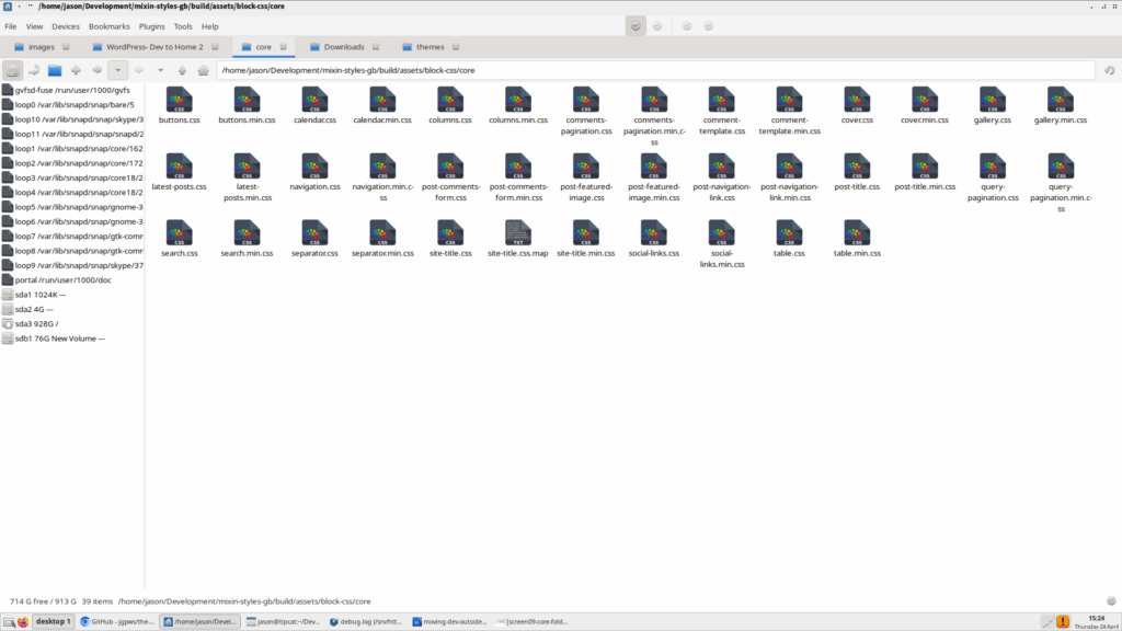 block-css folder with SASS generated CSS files
