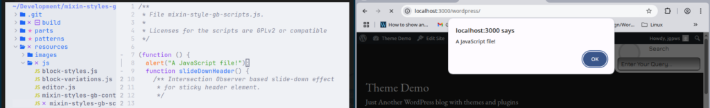 Test to see if JavaScript alert works with wp-scripts