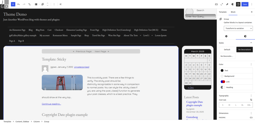 No Decorations block style for the Group block