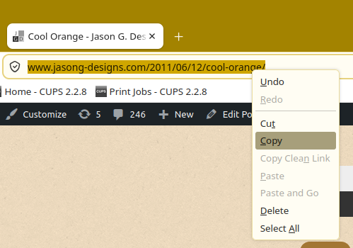 Copying WordPress post URL from browser address bar