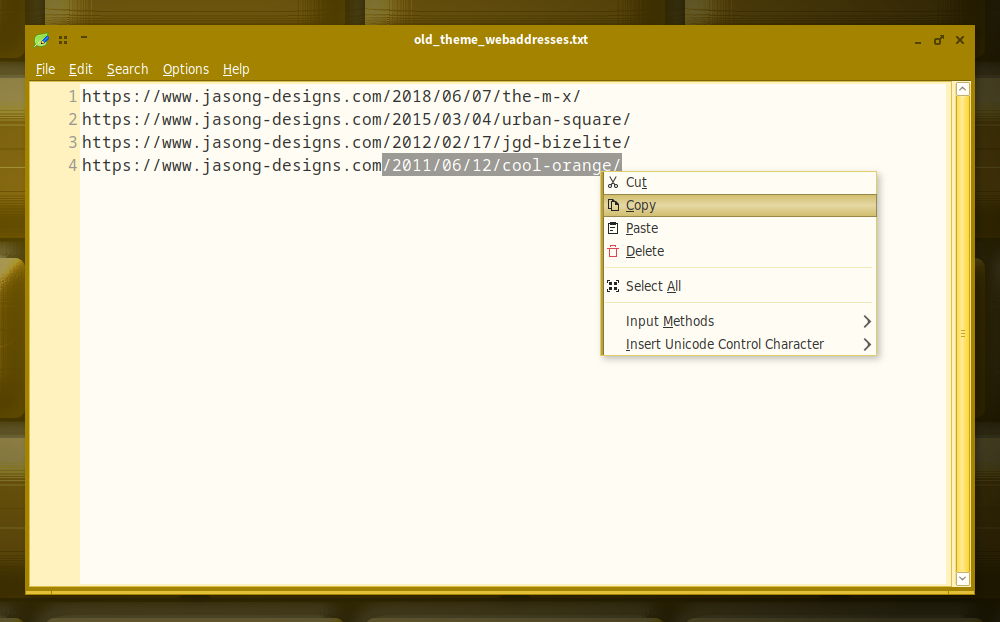 Copying of relative URL from a backup file