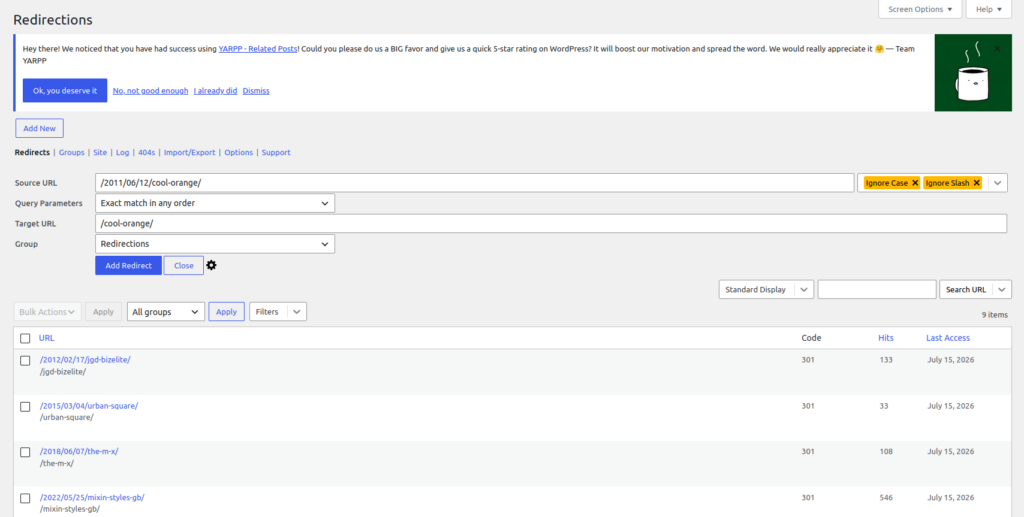 Adding a 301 redirect