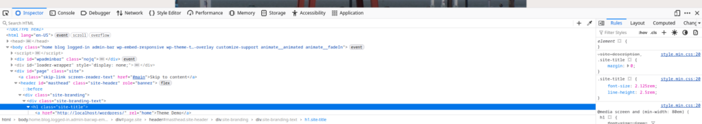 Firefox Inspector showing minified file